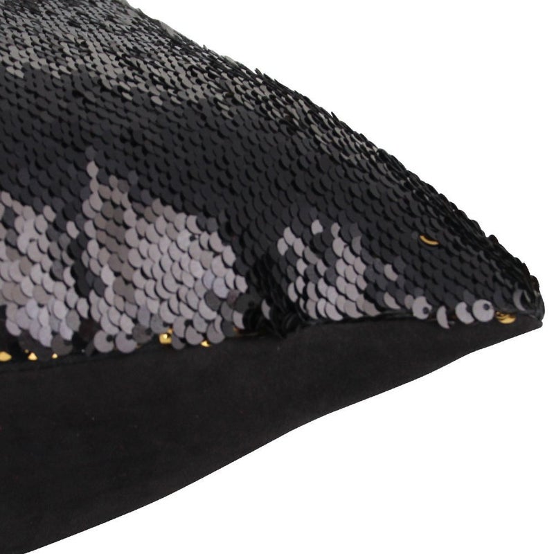 MOCOFO Black and Gold Sequin Pillow, Reversible Glitter Sequins Cover Magic Mermaid Fish Pillowcase Parkly Fun Flip Throw Pillow Cover Couch Cute Color Changing Decor Cushion Covers for Sofa16X16 - Image 3